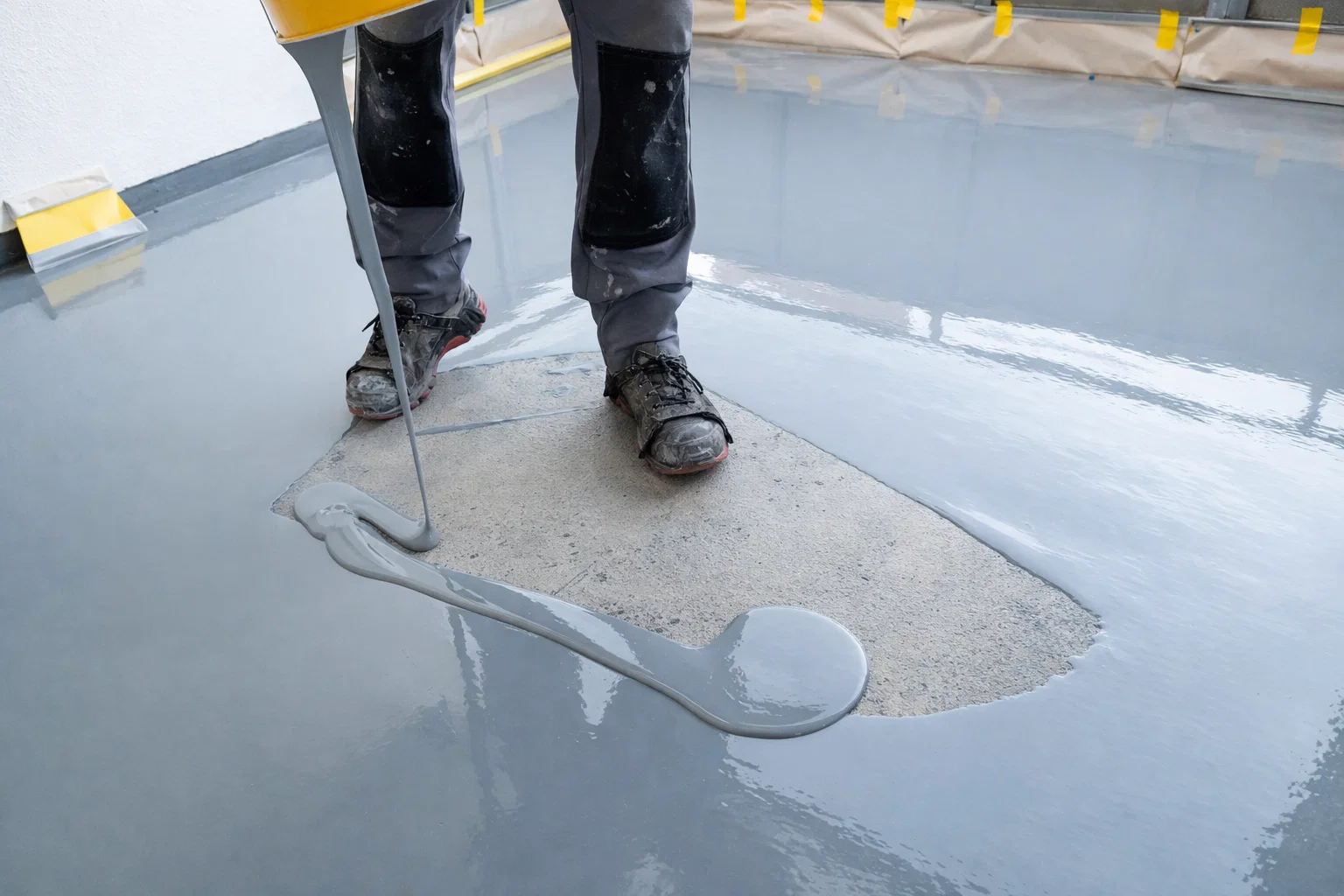 Application d'étanchéité liquide SEL au rouleau sur terrasse accessible